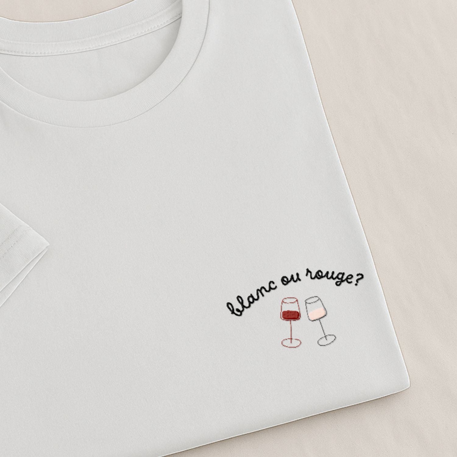 Blanc ou Rouge ? - T-Shirt Brodé