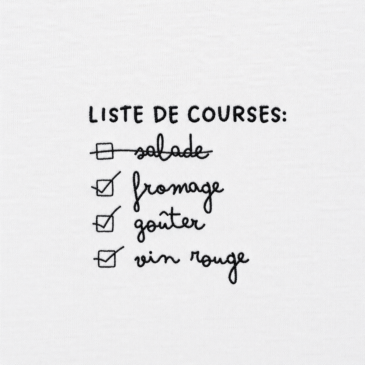 Liste de Courses - T-Shirt Brodé