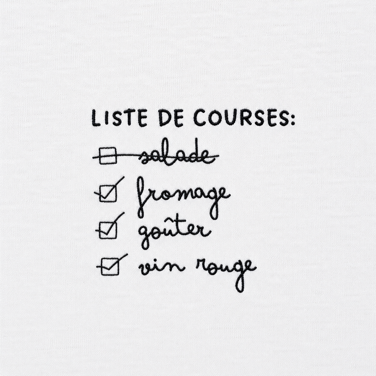 Liste de Courses - T-Shirt Brodé