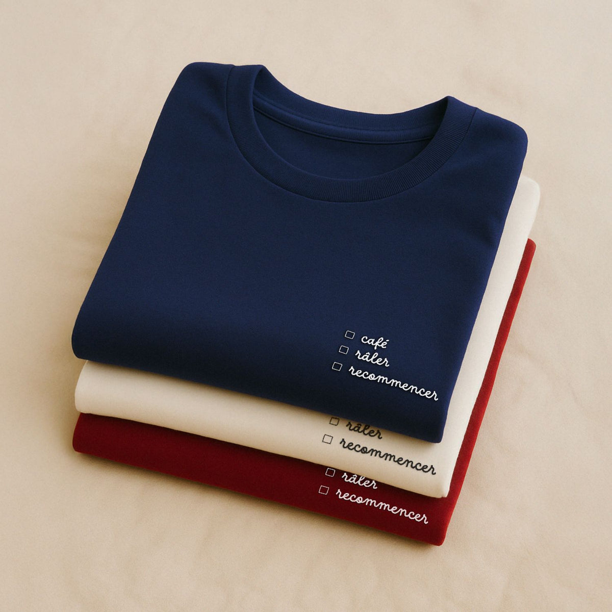 Café, Râler, Recommencer - T-Shirt Brodé