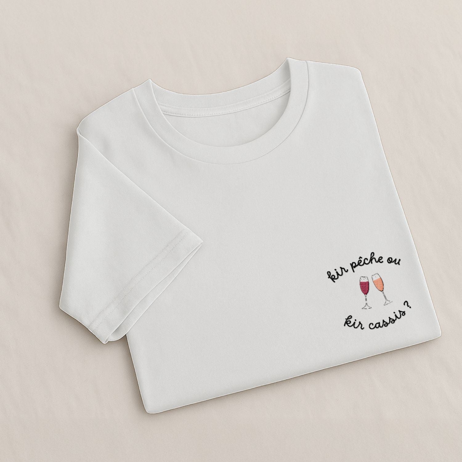 Kir Pêche ou Kir Cassis? - T-Shirt Brodé