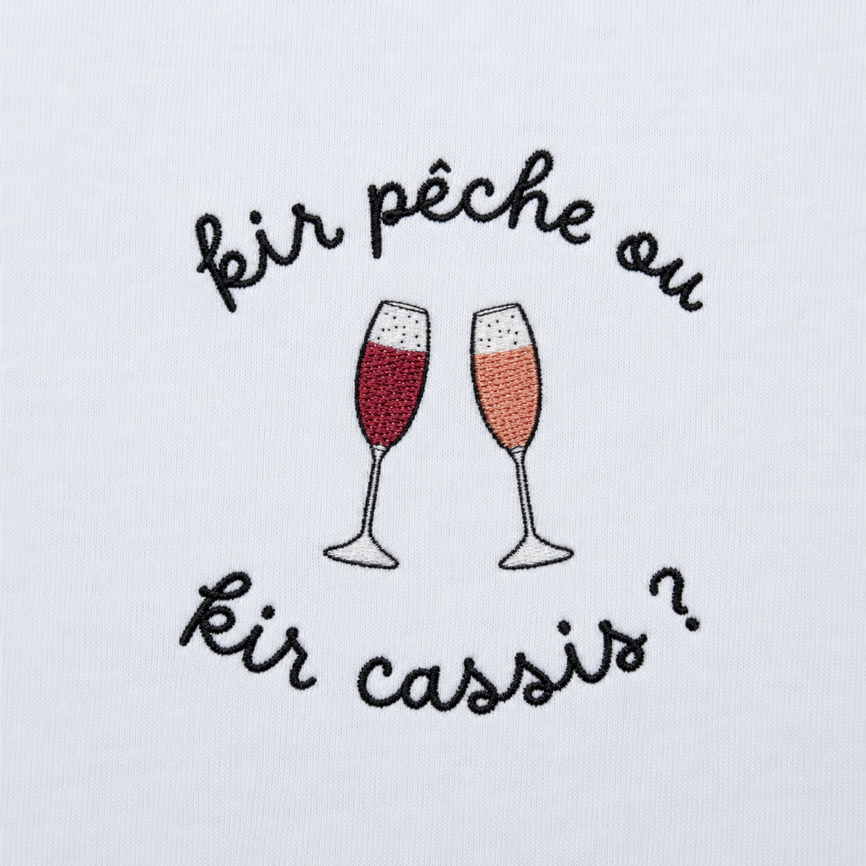 Kir Pêche ou Kir Cassis? - T-Shirt Brodé